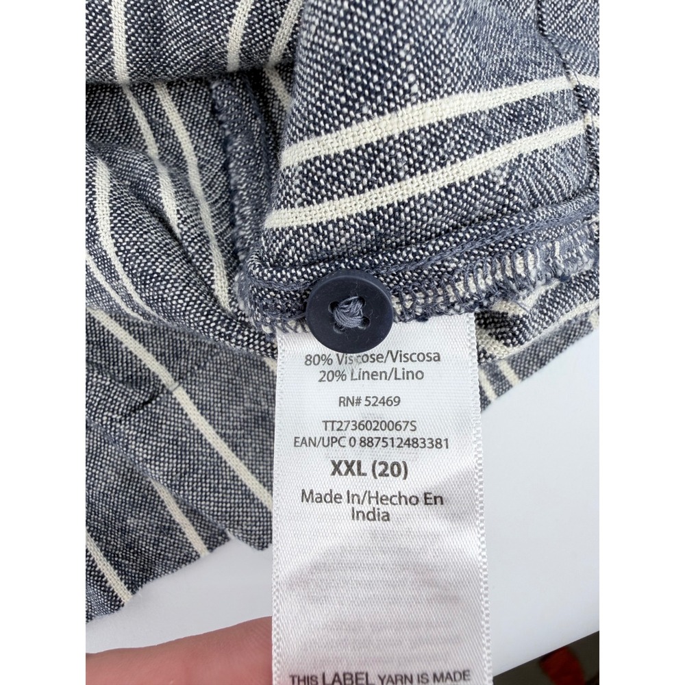 Time and Tru Cami Tank Top Striped Modern Womens XXL 20 Gray White Linen Blend - Picture 7 of 8